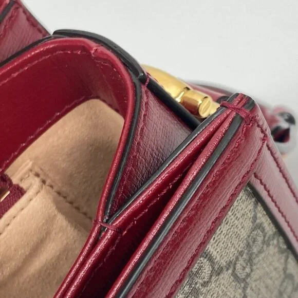 GUCCI 602204 GG Supreme Horsebit 1955 bag Shoulder Bag GG Supreme Beige/Red - Picture 5 of 16